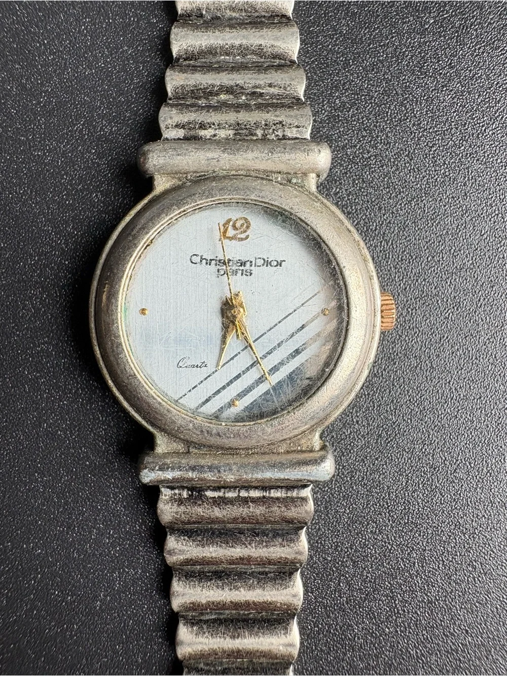 Dior Women’s Vintage Silver and Gold-Tone Round‎ Dial Bracelet Watch